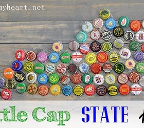 bottle cap state art, crafts, home decor, repurposing upcycling, Bottle cap state art