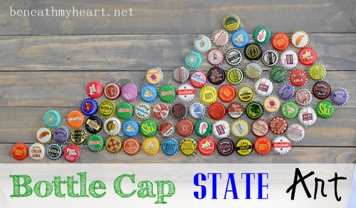 bottle cap state art, crafts, home decor, repurposing upcycling, Bottle cap state art