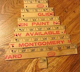 yardstick christmas tree, christmas decorations, crafts, repurposing upcycling, seasonal holiday decor, I had my husband saw a yardstick into eight pieces and drill holes in each piece to attach them with jute