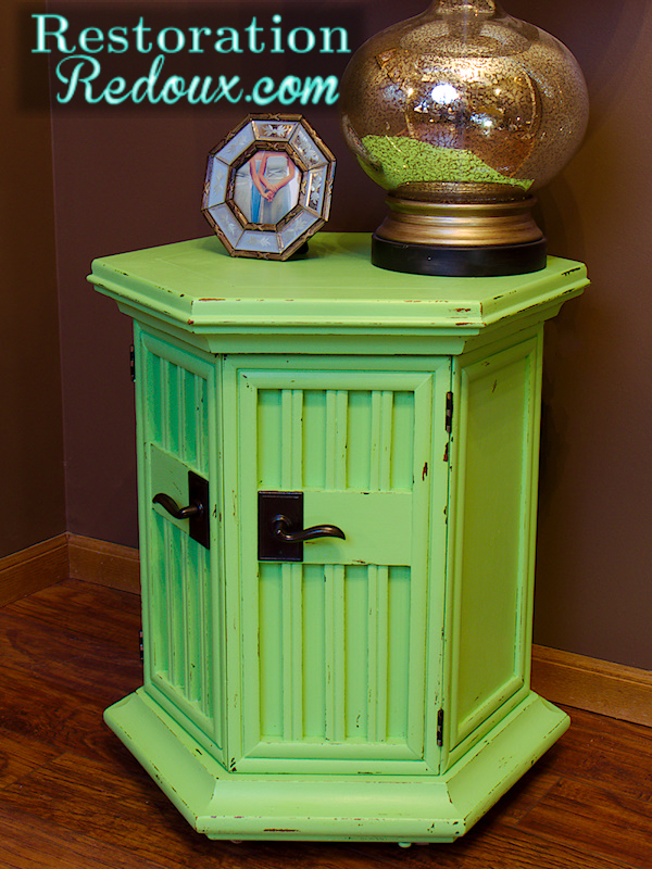 vintage green table makeover, painted furniture