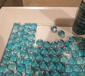 glass gem tiled table, home decor, repurposing upcycling, Glass gem covered table get the details here