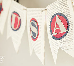 the secret to creating a vintage patriotic vignette, patriotic decor ideas, repurposing upcycling, seasonal holiday d cor, Create as many pieces as you can to keep costs down like this USA bunting