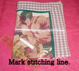 gardener s diyer s phone pal from a placemat, crafts, gardening, Mark the stitching line