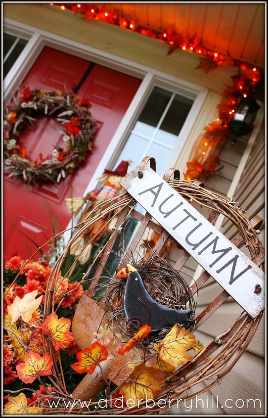 fall front porch, halloween decorations, outdoor living, porches, seasonal holiday decor