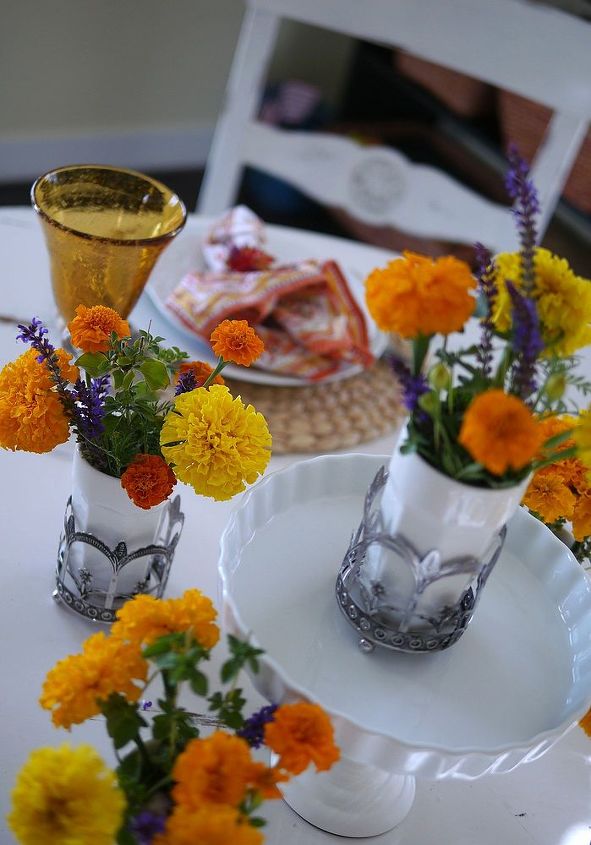fall tablescape using marigolds, seasonal holiday decor