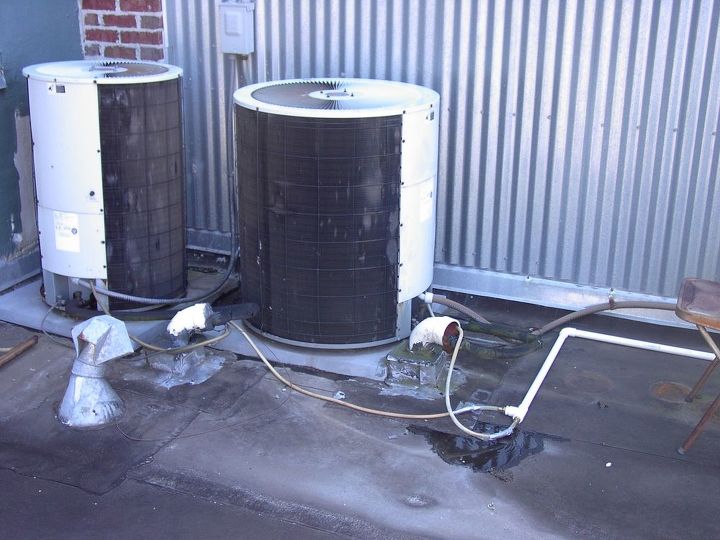 garden irrigation from hvac drainage, 2 compressors on the roof
