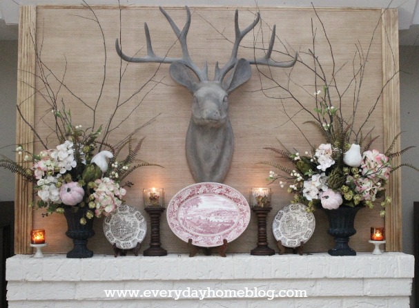2013 fall home tour at the everyday home, seasonal holiday decor, My pink and brown mantel Yes pink and brown