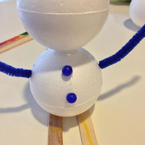foam snowmen, crafts, Embellish with beads pipe cleaners Popsicle sticks