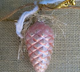 re purposing a tomato cage into a christmas tree, christmas decorations, repurposing upcycling, seasonal holiday decor, Love these vintage pinecone ornaments