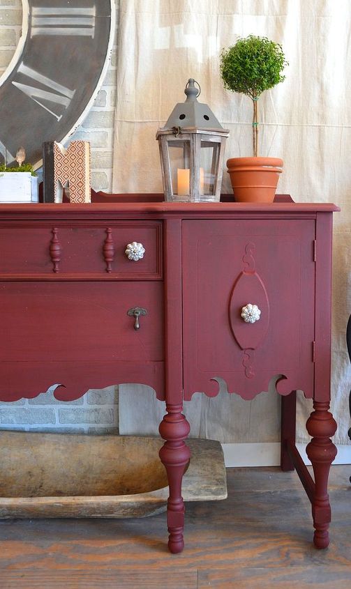 scarlet buffet, painted furniture