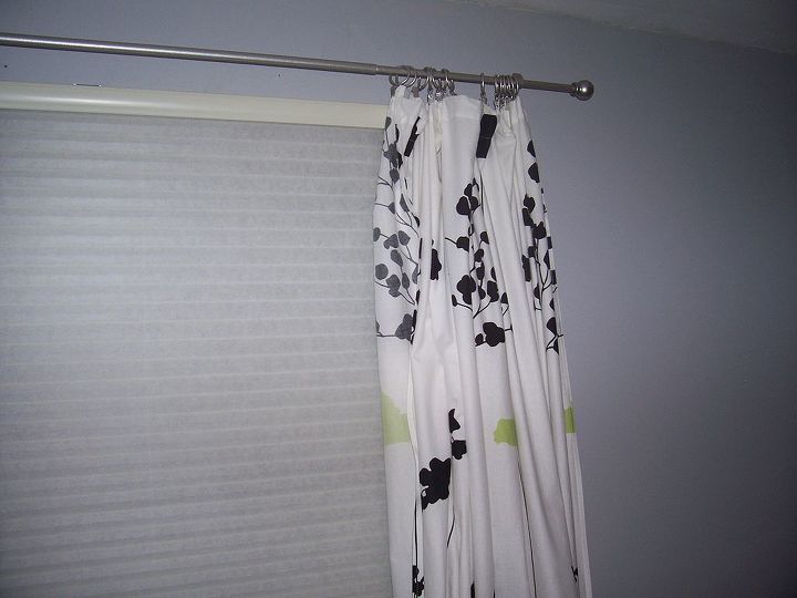 my bathroom in progress, bathroom ideas, A cellular shade and cotton shower curtain I attached clips I purchased to the curtain dress up the window and lighten things up