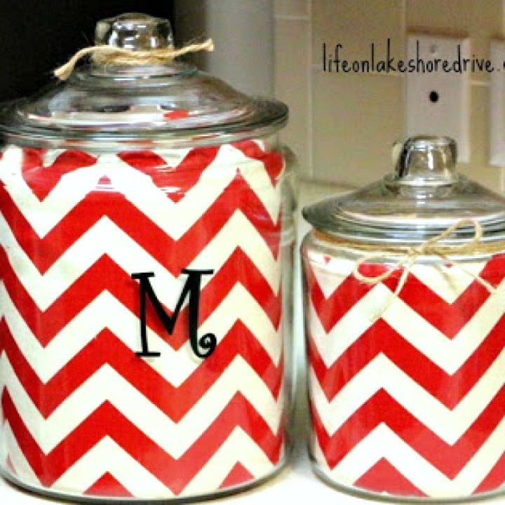 diy chevron lined glass cannisters, crafts, Chevron Lined Glass Cannisters