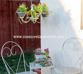 planting in a chandelier, gardening, lighting, repurposing upcycling, Patio furniture refinished and chancy