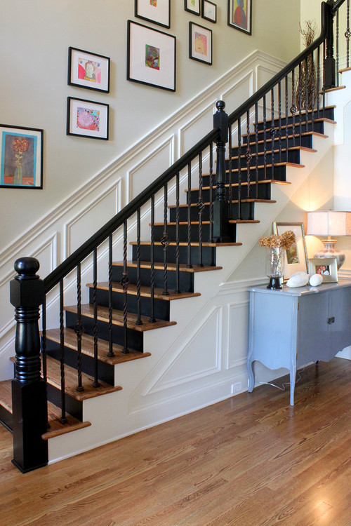 mini makeover paint your banister black, home decor, painting, Paint your banister black for a quick update