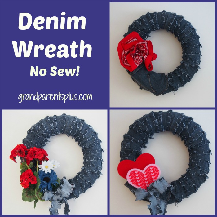 denim wreath no sew, crafts, home decor, wreaths, Versitile denim wreath for any season