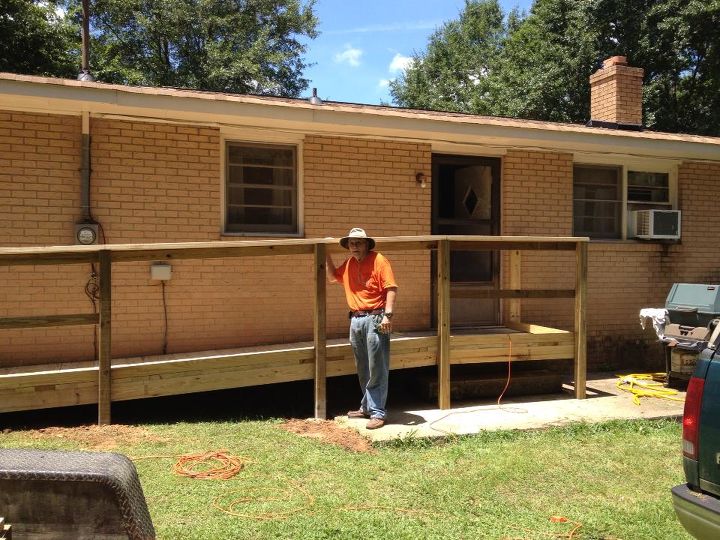 this is one ramp built by our brotherhood for one of our elder members, curb appeal, diy, woodworking projects, Me taking a break and they got my picture