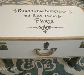 french typography suitcase table, diy, painted furniture, repurposing upcycling, French Typography Suitcase Table