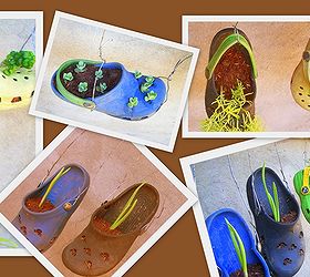 old and worn out crocs repurposed as planters, gardening, repurposing upcycling