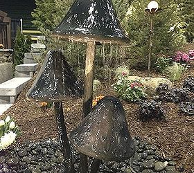 fountains and small water features, landscape, outdoor living, ponds water features, These mushrooms would be right at home in a fairy garden