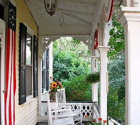 a favorite outdoor space a patriotic victorian farmhouse front porch, curb appeal, outdoor living, patriotic decor ideas, porches, A favorite place to be at the Fairfield House