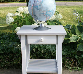 transform a traditional mission style end table easily inexpensively, Hard to tell in this light but it s actually two toned Paris Grey and white