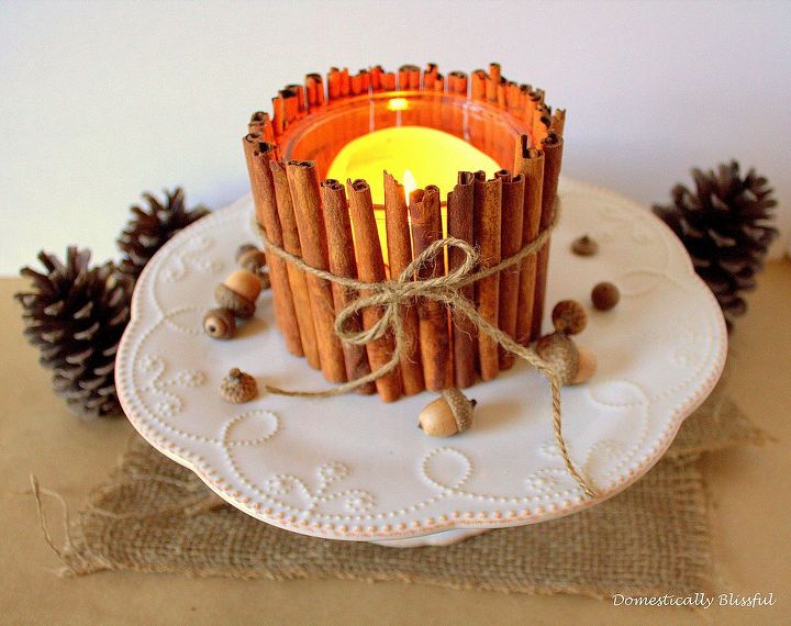 cinnamon stick candle holder, crafts, seasonal holiday decor, This Cinnamon Stick Candle Holder is similar to the Fall Candle Holder that I made a while back but even easier to make