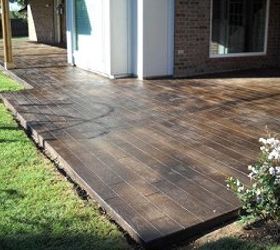 hot patio trends for 2013, decks, outdoor furniture, outdoor living, patio, Stamped concrete can even be made to resemble wood planks