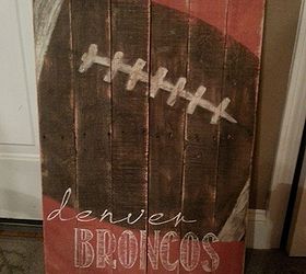 pallet signs, diy, home decor, painted furniture, pallet, repurposing upcycling, woodworking projects, Pallet sign for my son Wanted Broncos but something a bit different