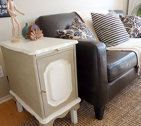 roadside find end table gets a new look again, painted furniture, Here it is with it s chic new neutral look