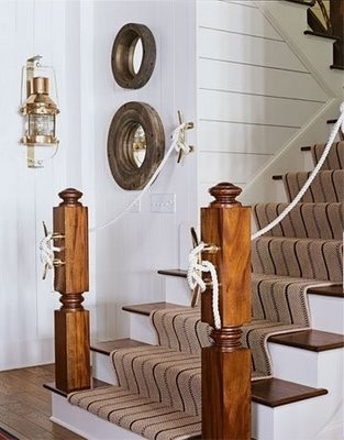 nautical scheme decorating, home decor, stairs