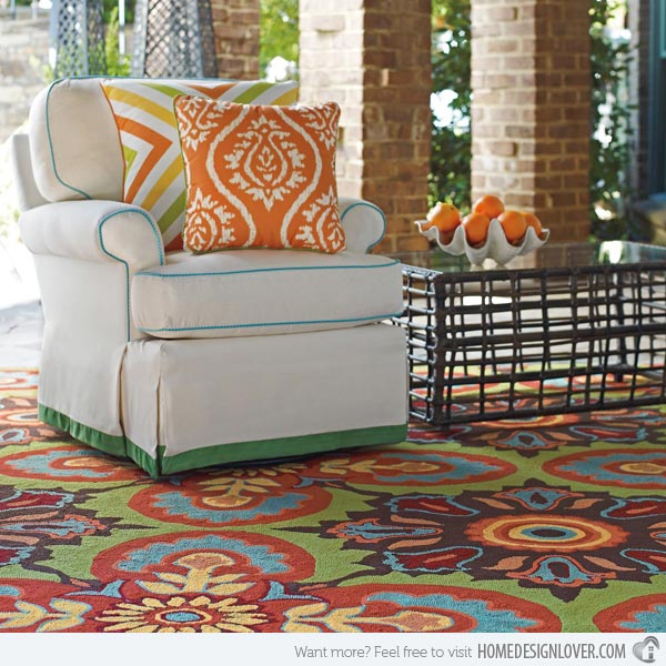 decorative outdoor rugs, outdoor furniture, outdoor living, reupholster, Tile Espresso Rug inspired by Mexican pottery