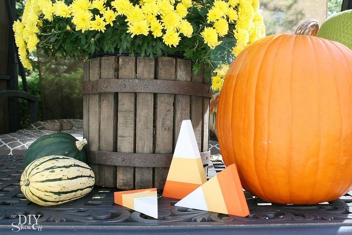 no calorie candy corn diy decorative wooden accents, crafts, halloween decorations, repurposing upcycling, seasonal holiday decor