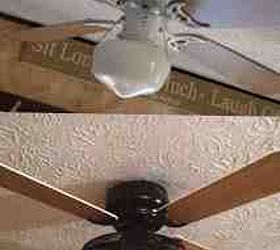 diy ceiling fan redo, lighting, repurposing upcycling, Before and after