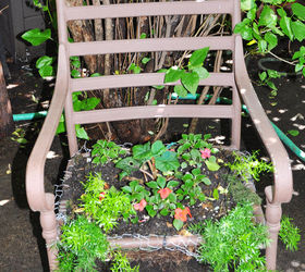make your own garden focalpoint, flowers, gardening, Turn old furniture into a planter with a little wire moss dirt and flowers