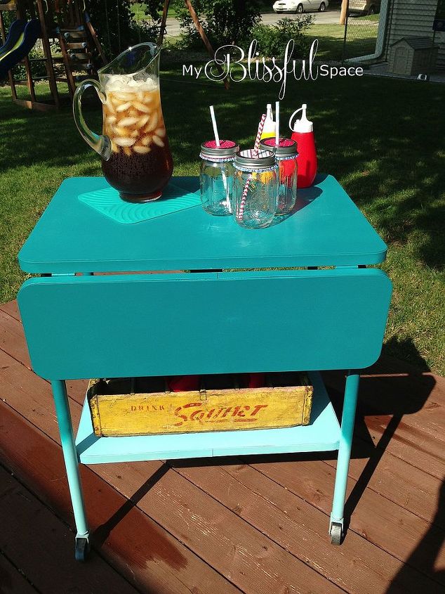 diy outdoor entertaining cart, outdoor furniture, outdoor living, painted furniture, Great for serving outdoors