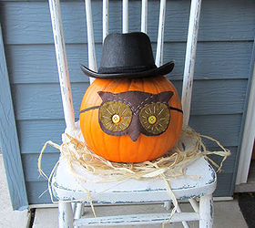 felt hand stitched pumpkin masks, seasonal holiday decor, A hat from the costume section at Menard s and the mask on a pumpkin