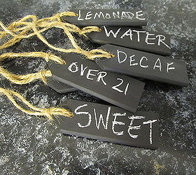 repurposed shutter slats beverage tags, repurposing upcycling, I did three other styles you can see them on my blog post Beverage Tags repurposed shutter slats