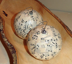 song sheet christmas ornaments, christmas decorations, crafts, decoupage, seasonal holiday decor