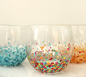 7 diy projects under 20, crafts, repurposing upcycling, Confetti tumblers Love Anthropologie s look Try this successful and easy Anthropologie hack Grab some acrylic paint and a fine paintbrush and then start dabbing Check out Radical Possibility for the full instructions