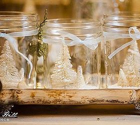 homemade snowglobes, crafts, seasonal holiday decor, homemade snowglobes in a silver tray
