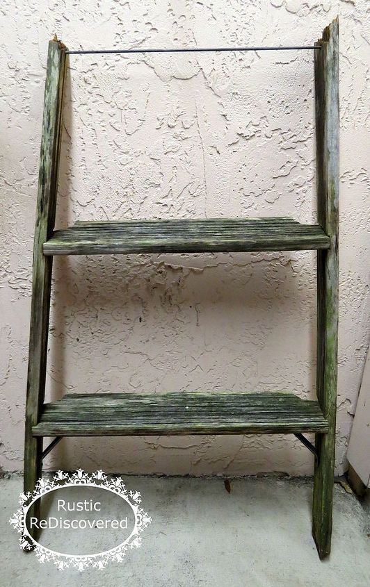 little ladder with blue jars for flowers, flowers, gardening, home decor, repurposing upcycling, Missing top piece
