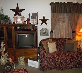 living room d cor on a shoestring budget all second hand lions, fireplaces mantels, home decor, living room ideas, This is the entertainment center and loveseat on my on my front wall