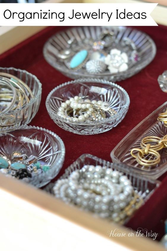 easy decorative ways to organize your jewelry, organizing, Get Organized with small dishes to corral your small earrings rings pins and bracelets