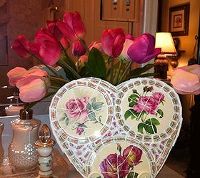 these are a few of my mosaic hearts i do them as a hobby i love hearts, crafts, home decor