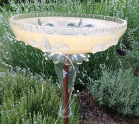 repurposed glass light shades, Perfect for butterflies to drink from
