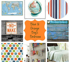 more mod podge maps and a moodboard decoupaged map clock and a design board for, crafts, decoupage, home decor, Design board for a blue and orange boy s room