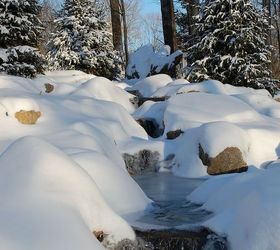 magical winter waterfalls with trd designs ltd, outdoor living, ponds water features, Large Pondless Waterfall in its glory