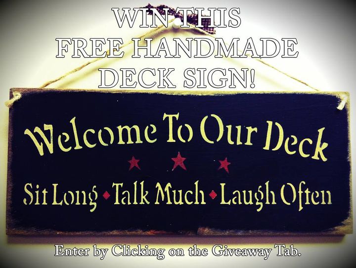 q how can you win a free handmade deck sign, crafts, decks