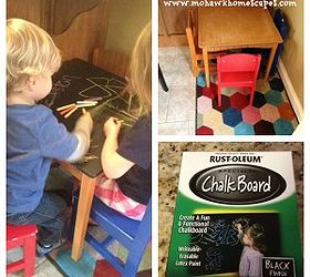 diy chalk board kids play table, chalkboard paint, painted furniture, DIY Success The after they are actually playing together