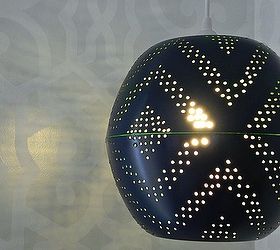 west elm inspired perforated globe pendant, diy, how to, lighting, The lamp throws great light and shadows
